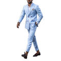 Casual New Design Men Suits With Pants Blue Solid Blazer for Double Breasted Office Wear Fashion 2022 Autumn Men Suits Coat