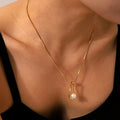 Advanced 18k Gold Plated Snake Chain Stainless Steel Hollow Water Drop Pearl Pendant Necklace for Women