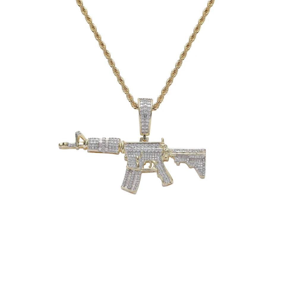 CN401  Hip Hop Iced Out Brass Pendant Cubic Zircon Ice Necklace