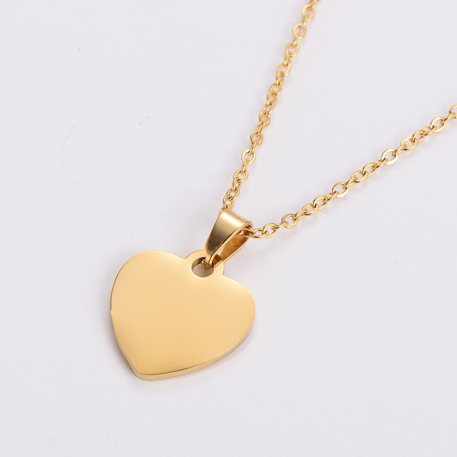 Fashion 18k Gold Plated Jewelry Simple Stainless Steel Pendant Heart Necklace