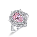 Fancy Jewelry 925 Silver White Gold Plated 10*7mm Pink Pear Shape CZ Double Halo Engagement Ring for Women