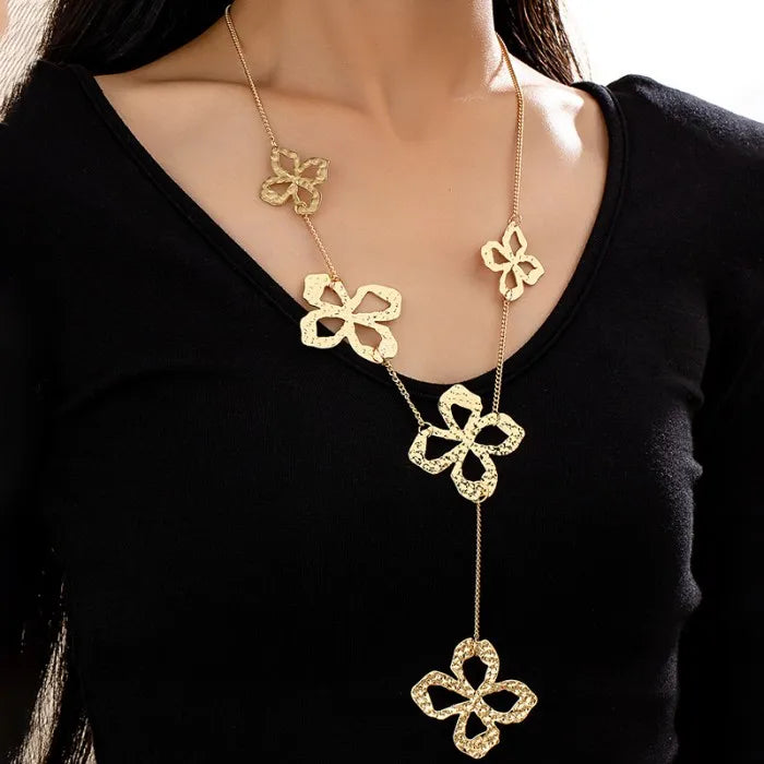 Fashion New Long Flower Necklaces earring set for Women Jewelry