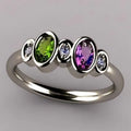 Huitan 2026 Hot Sales Oval Cut Gemstone Women Engagement Ring Silver Color Imitate Moissanite Colorful Zirconia Rings