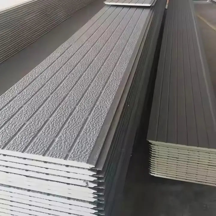 Waterproof Fireproof Metal Cladding Soundproof Prefabricated House Cladding PU Polyurethane Sandwich Panel