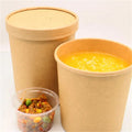 Take Away Paper Container Salad Bowls 500ml 750ml 1000ml Disposable Kraft Paper Round Bowl for Food Packaging