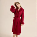 Custom New Women Bride Designer Bridal Bridesmaid Feather Robes Calf Length Long Full Fur Robes