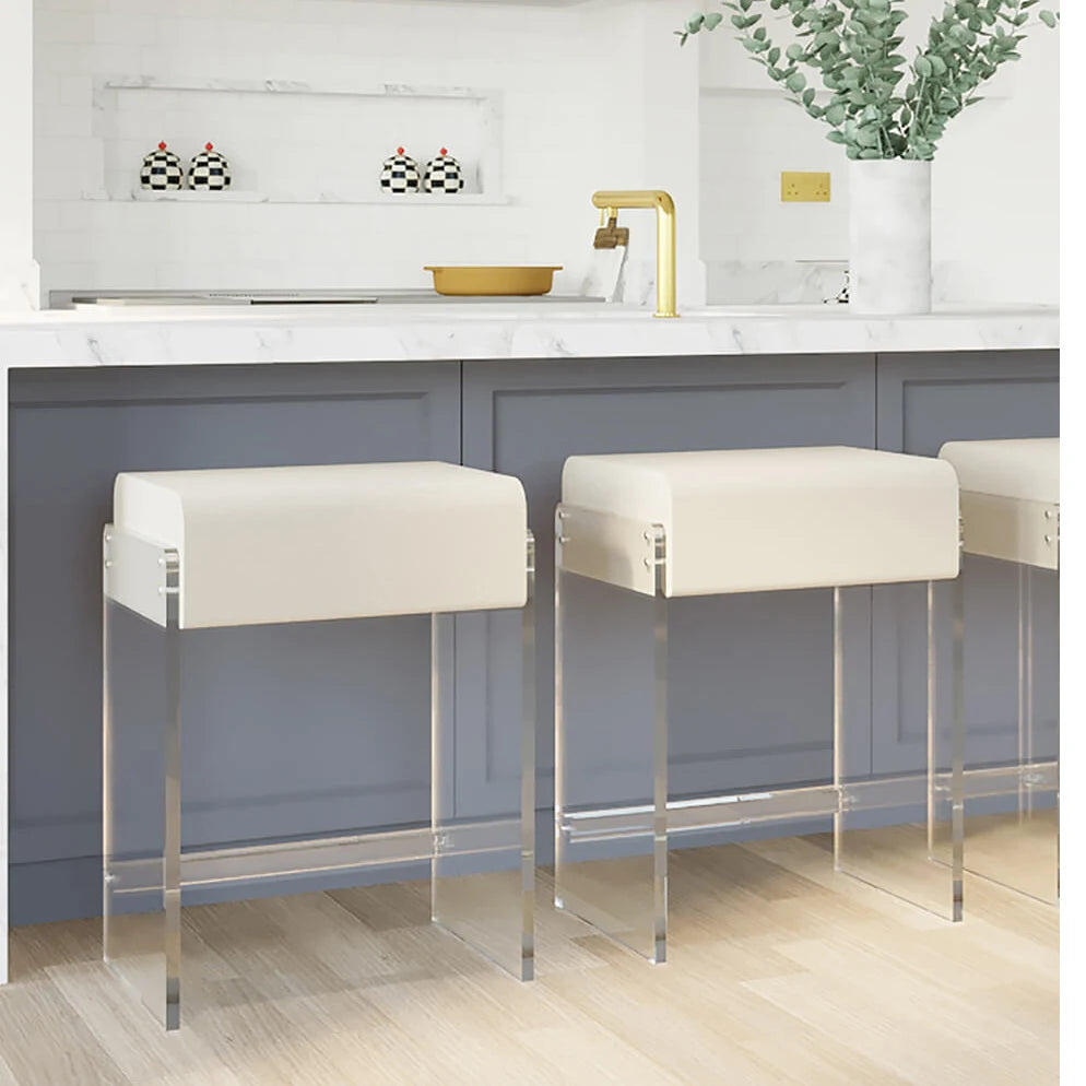 Custom Acrylic Sofa Bench Hotel Dining High Chairs Bar Stool for Kitchen