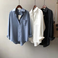 Boutique Wholesale 2026 Spring New Korean Version Solid Color Minimalist Temperament Long Sleeved Lapel Women's Shirt