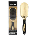 Custom Logo Golden Cushion Comb Massage Hair Brush Silicone Handle Styling Comb Detangling Comb Straightening Comb