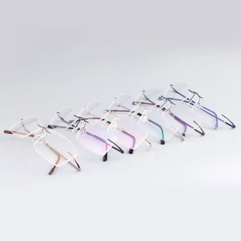 Wholesale Fashion square Titanium Alloy Women Men Rimless Eye Glasses Spectacle Frames Optical Eyeglasses Frames
