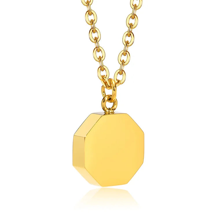 Ins Popular Women Stainless Steel Jewelry Gold Plated Geometric Pendant Necklace