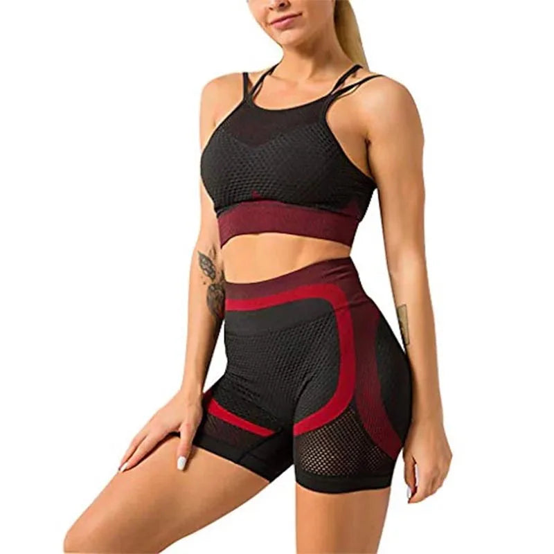 Hot Seal Summer Women's Plus Size Solid Two Piece Yoga Fitness Sets Breathable Eco-Friendly Workout Wear