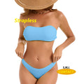High Waist Multi-Color Swimwear Women's Strapless Bandeau Two-Piece Bikini Swimsuit