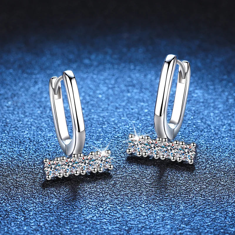 Wholesale U Shape Iced Out Grade D Moissanite Earrings 925 Sterling Silver 0.4ct Moissanite Hoop Earrings