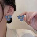 GT Korean Style Fashion Small Enamel CZ Flower Earrings Summer New Temperament Earrings Wholesale