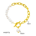New Designs 18K Gold Plated OT Buckle Pearls Women Bangle Luxury Stainless Steel Adjustable Bracelet Jewelry