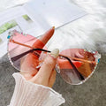 Cat Eye Rimless Rhinestone Womens Custom Fashion Shades Vintage Fashion Manufacturer Sunglasses