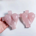 Wholesale Natural Hand Carved Energy Healing Crystals Cross Rose Quartz Healing Stone Crafts Crystal Wing Cross