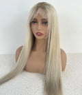 Remy European Human Hair Wig Natural Hairline 13X4 Lace Front Wig Ombre Ash Blonde Color Dark Hair Root HD Lace Front Wigs