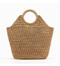 2024 Summer Creative Handbags Wholesale Straw Basket Beach Bag Two Handles Woven Travel Lady Tote Straw Bag Letter Decoration