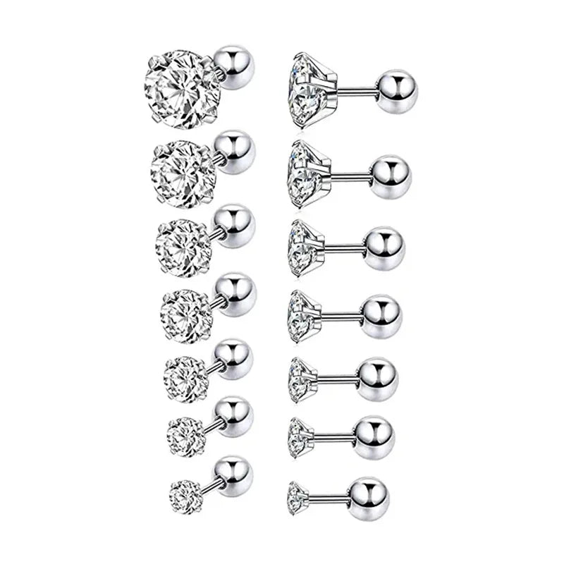 Ultra-Fine Rod Zircon Stud Earrings Stainless Steel Jwellary Factory Direct for Wedding or Gift