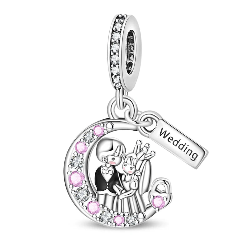 [Codedog] Romantic Moon Wedding Text Customizable Silver Plated Charm Bead Factory Direct Original Design DIY Fine Jewelry