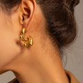 Vintage Women Stud Piercing Earrings Floral Design Stainless Steel Waterproof Fashion Jewelry