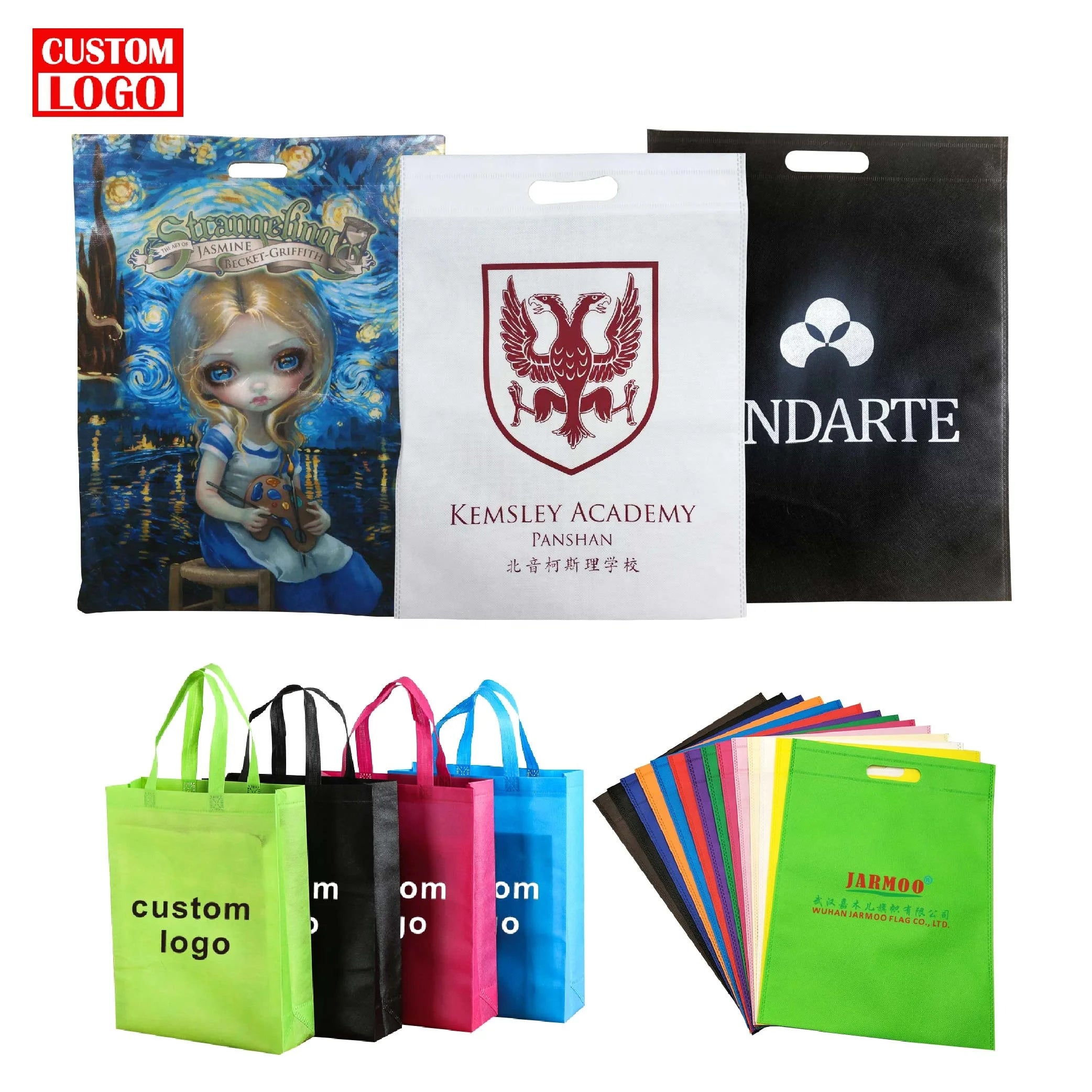 Eco Friendly Shopping Bag With Logo Reusable Grocery Bags Logo T-Shirt Non Woven Vest Shopping Bag