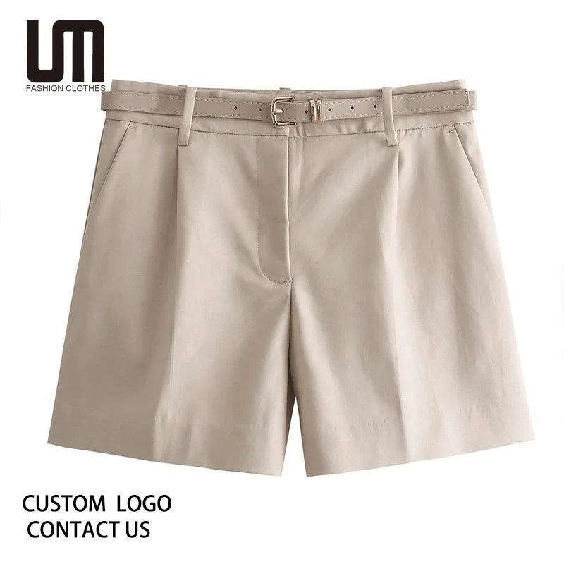 Clearance Sales Women's High Waist Belted Shorts - Fashion Casual Summer Shorts with Adjustable Waist