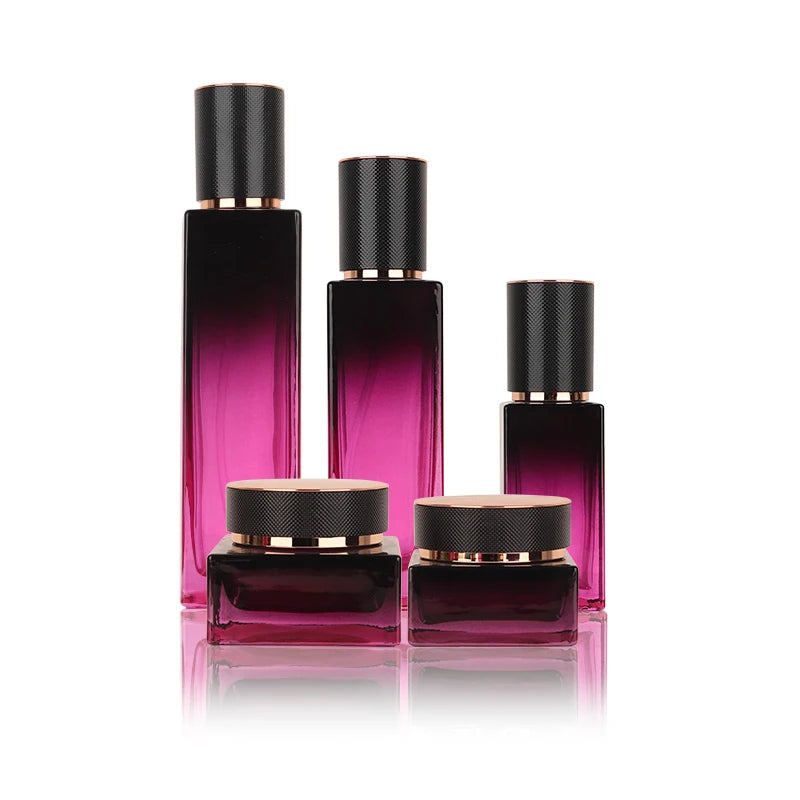 Customized Luxury Cosmetic Packaging Set Square Glass Lotion Bottle Jar 40ml 100ml 120ml 30g 50g Empty Box Packed 30ml Volume