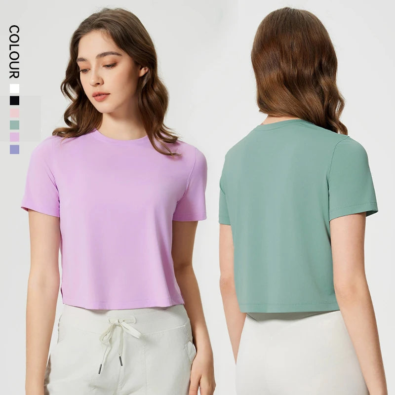 SHINBENE Women's Lightweight 100% Polyester Sport Workout T-shirts Basic Crew Neck Gym Short Sleeve Shirts