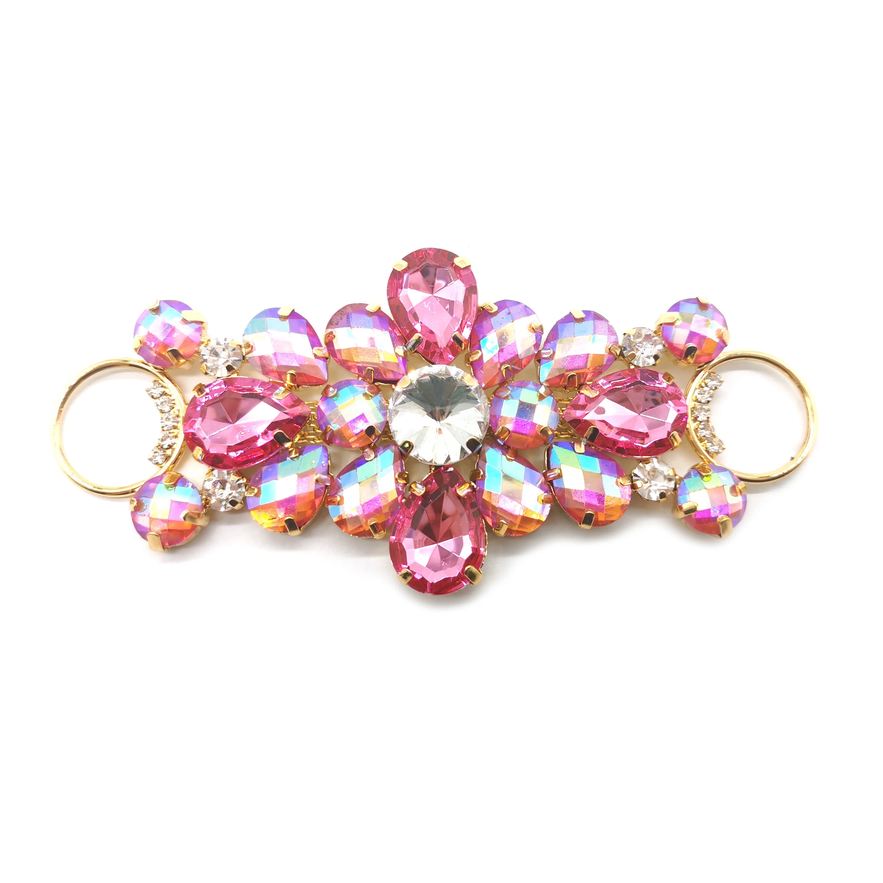 2025 Colorful AB Rhinestone Bikini Connector Gold Metal Swimwear Chain Wholesale Buckles for Swimwear