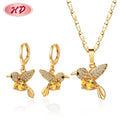 Drop Earrings Hummingbird Bird Cute Lovely Charms 18k Gold Plated for Women Girls American Diamond Jewellery Sets