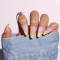 Wholesale 24pcs Almond French Pattern ABS False Nails Press-On Printed Finger Nails with Nail Glue Artificial Fingernails