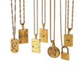 G501 18k Gold Plated Stainless Steel Necklace Square Tarot Pendant Necklace for Women
