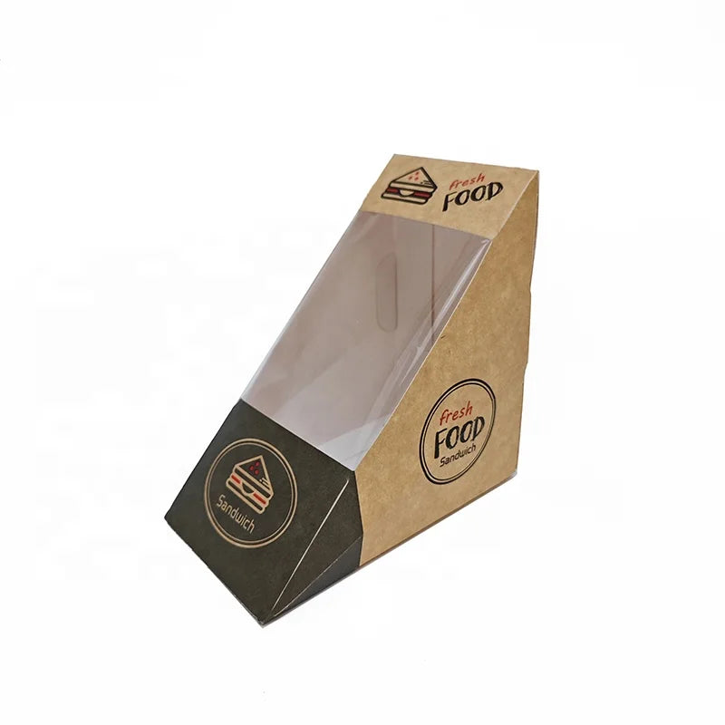 Wholesale Disposable Cardboard Custom Printing Triangle Sandwich and Sushi Boxes with Custom Logo and Color