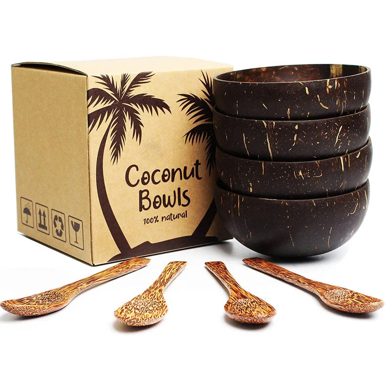 100% Eco-friendly Handicraft Coconut Shell Bowl Wholesale  Fruit Mixing Salad Coconut Shell Engraved Bowl