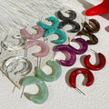 Wholesale Summer Bohemian Colorful Acrylic Thick Hoop Earrings Women Acetate Earring Hoops Valentine Jewelry