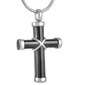 Black Urn Cross Pendant Cremation Ash Keepsake Ribbon Cross Necklace Memorial Stainless Steel Cremation Holder Pendant Urn Ashes