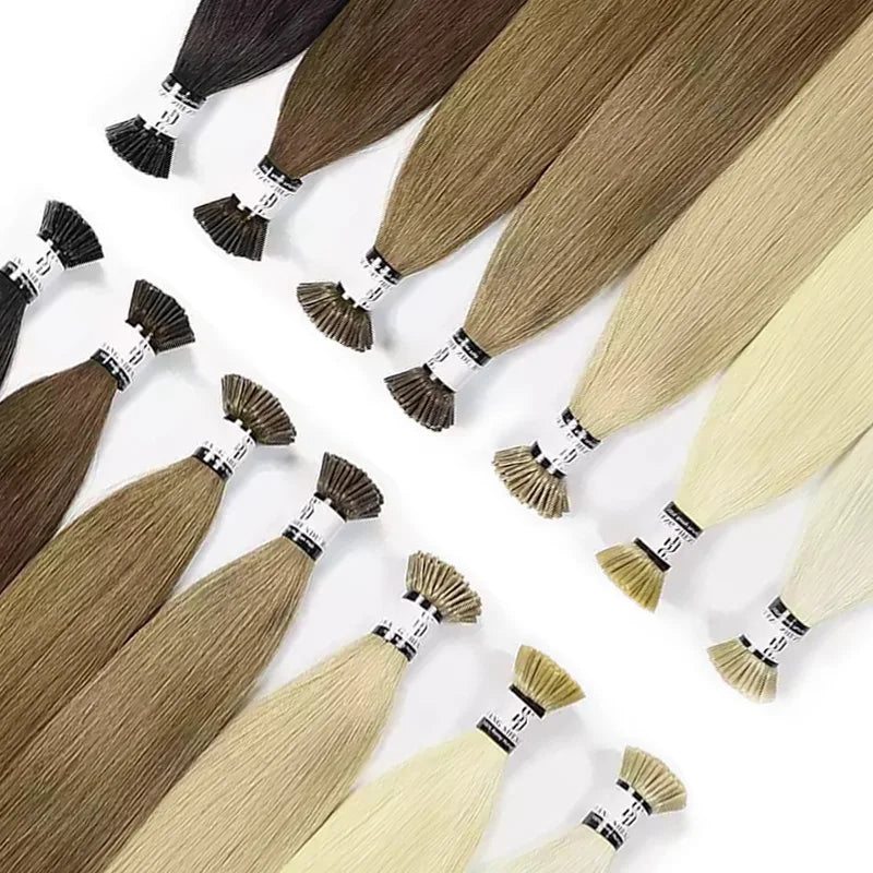 100g I Tip Remy Hair Extensions 1b I-tip 100% Remy Hair Raw Virgin Russian Straight Double Drawn I Tip Human Hair Extensions