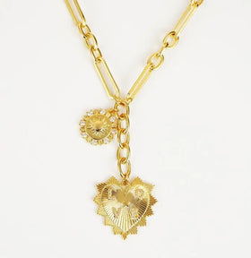 Simple Sweater Chain Sun Clavicle Chain 18k Gold Plated Heart Pendant Necklace Collar Bone Necklace for Women Jewelry