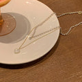 Fashion Pearl Double-layer Stainless Steel Necklace Female Personality Cat's Eye love Pendant Fresh and Sweet Clavicle Chain