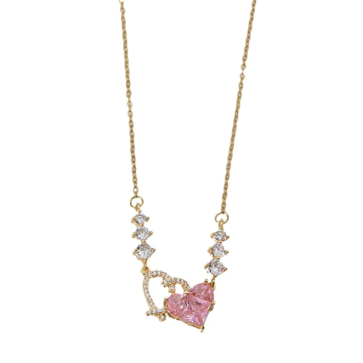 Sweet Heart Crystal Stainless Steel Jewelry Heart Necklace Wholesale Fashion Jewelry Pendants