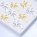 Dainty Custom Pendant Stainless Steel Blank Coconut Tree Pendants Palm Tree Charms Bohemian Jewelry Making DIY Accessories