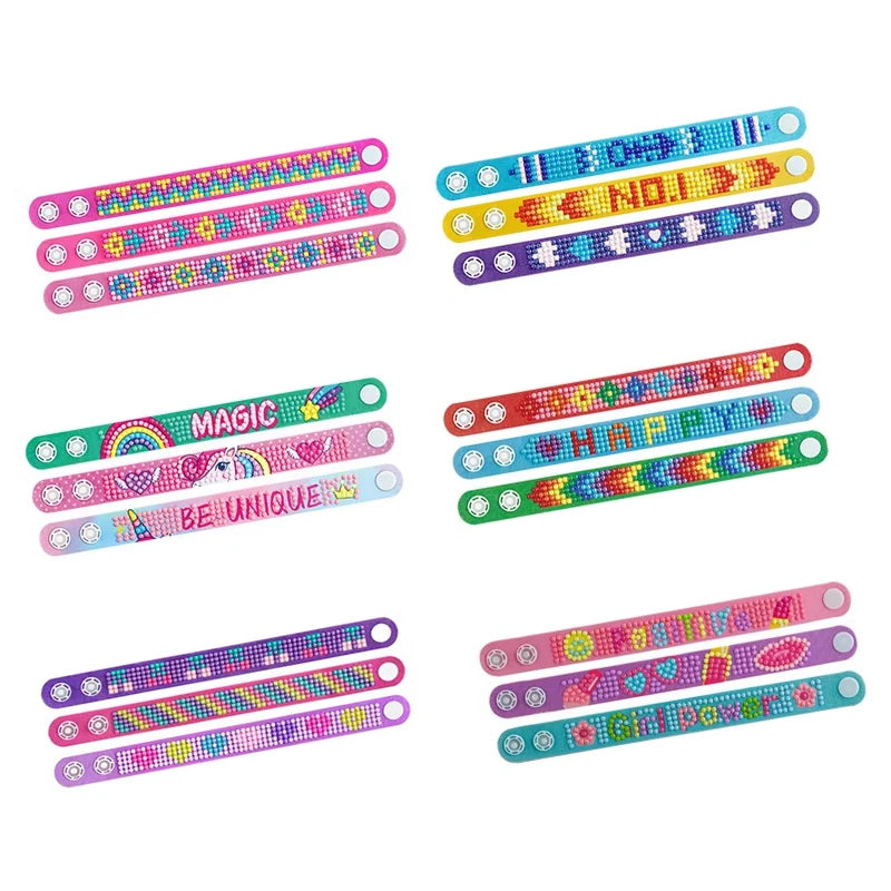 Wholesale 5d Diamond Painting Bracelets 3-Pack EVA Diamond Dot Bracelet Kit DIY Diamond Painting Beads Art Bracelet Crafts Kids