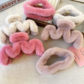 KUACHI Wholesale Oversized 14.5cm Fluffy Hair Claw Plush Wavy Claw Clip Pink Cute Square Large Hair Claws for Women