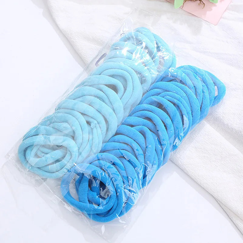 50pcs Colorful Korean Small Nylon Accessories Rubber Cotton Towel Elastic Hair Ties for Children