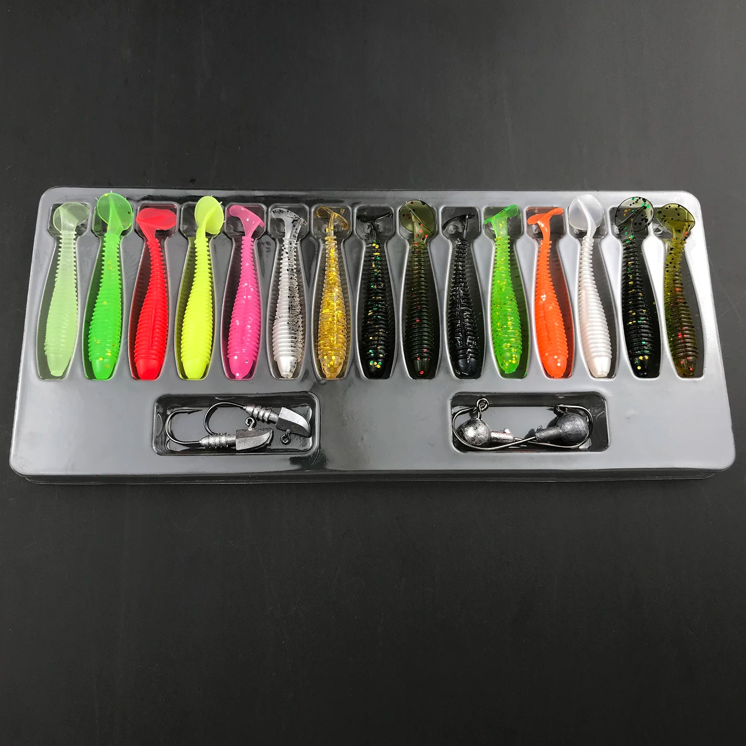 Soft Bait Suit 19pcs Fishing Lure Combo Artificial Plastic Glow Soft Bait Fishhook Soft Fishing Lure Set