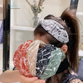 Korean Version Wide Hair Hoop European and American Cloth Art Head Hoop Lady Willow Leaf Cross Knot Face Retro Hair Hoop