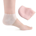 FASTLACES 2pcs Silicone Feet Care Socks Insoles Plantar Fasciitis Relief Moisturizing Gel Heel Protectors Washable White/Pink